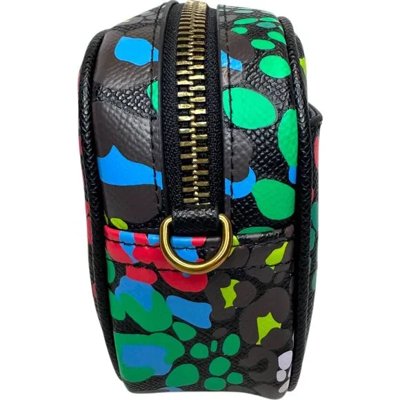 Kurt Geiger London Hampstead camera bag in a black leather and multi-color
